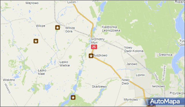 mapa Buszkowo gmina Koronowo, Buszkowo gmina Koronowo na mapie Targeo