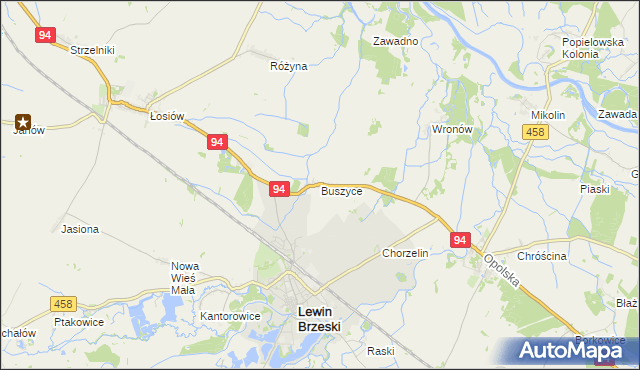 mapa Buszyce gmina Lewin Brzeski, Buszyce gmina Lewin Brzeski na mapie Targeo