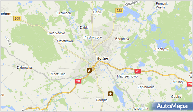 mapa Bytów, Bytów na mapie Targeo