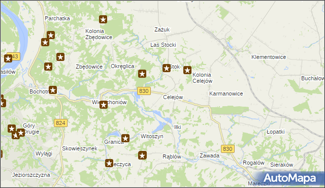 mapa Celejów gmina Wąwolnica, Celejów gmina Wąwolnica na mapie Targeo