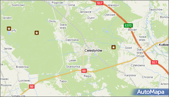 mapa Celestynów powiat otwocki, Celestynów powiat otwocki na mapie Targeo