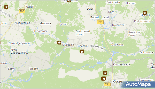 mapa Chechło gmina Klucze, Chechło gmina Klucze na mapie Targeo