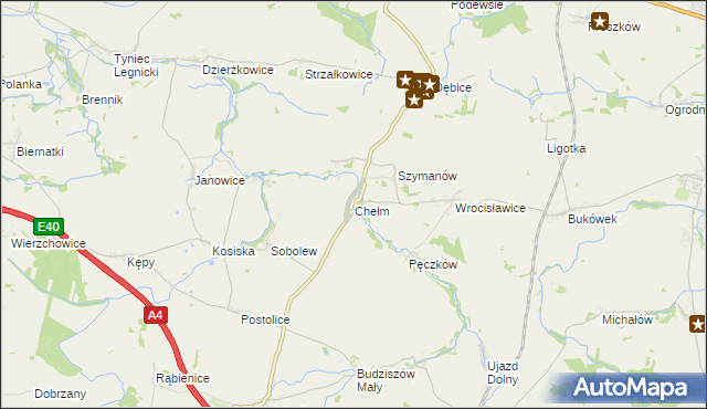 mapa Chełm gmina Malczyce, Chełm gmina Malczyce na mapie Targeo