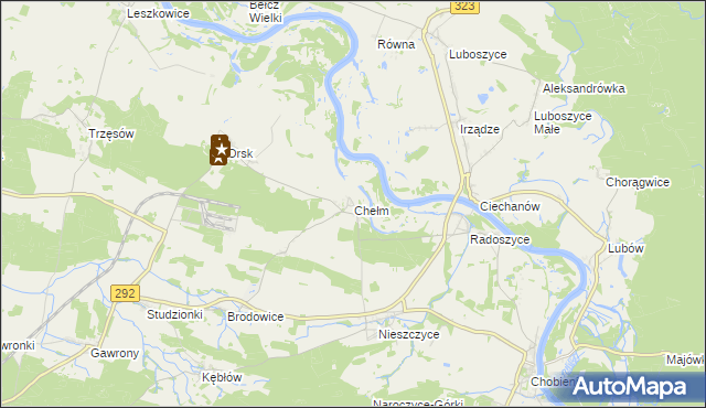 mapa Chełm gmina Rudna, Chełm gmina Rudna na mapie Targeo