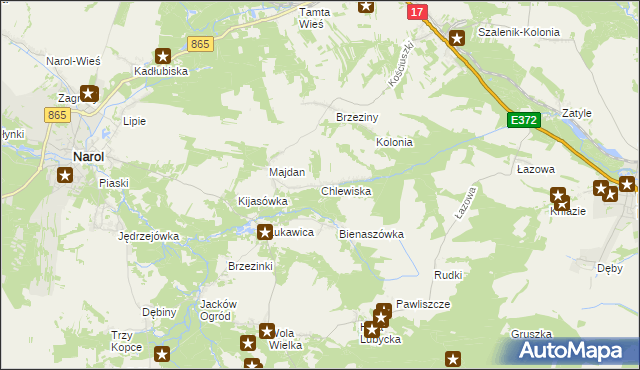 mapa Chlewiska gmina Narol, Chlewiska gmina Narol na mapie Targeo