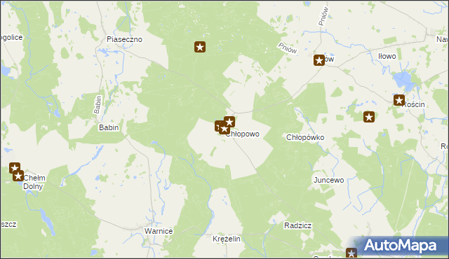 mapa Chłopowo gmina Myślibórz, Chłopowo gmina Myślibórz na mapie Targeo