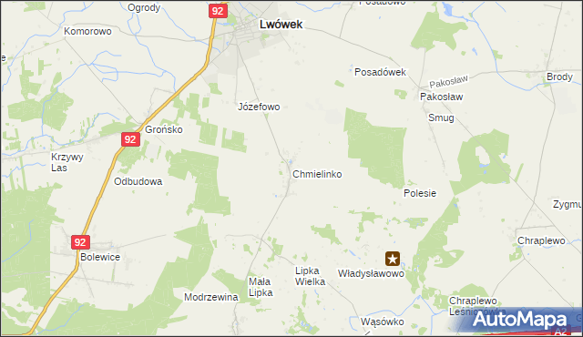 mapa Chmielinko, Chmielinko na mapie Targeo