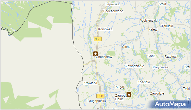 mapa Chochołów gmina Czarny Dunajec, Chochołów gmina Czarny Dunajec na mapie Targeo