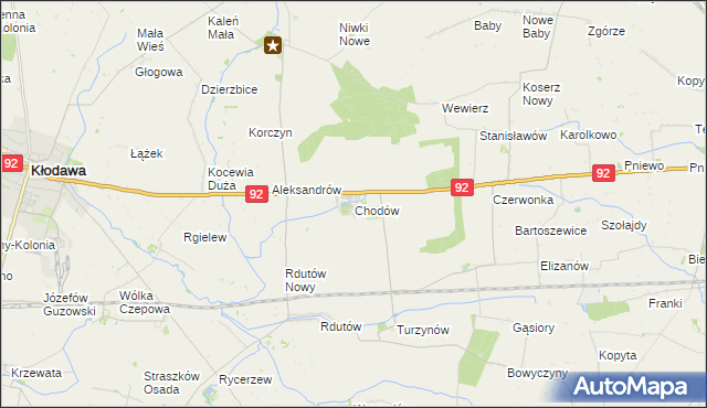 mapa Chodów powiat kolski, Chodów powiat kolski na mapie Targeo