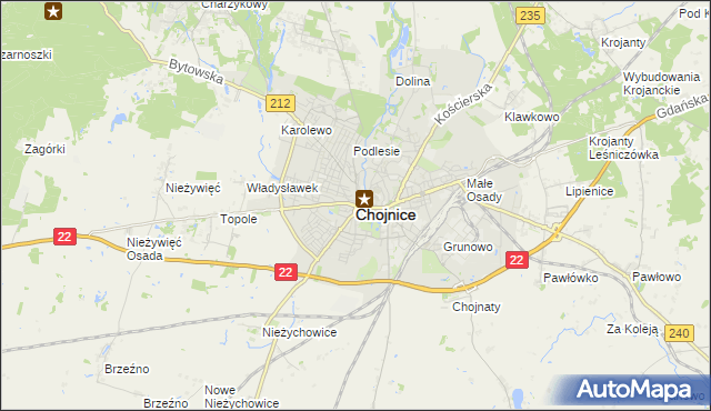 mapa Chojnic, Chojnice na mapie Targeo