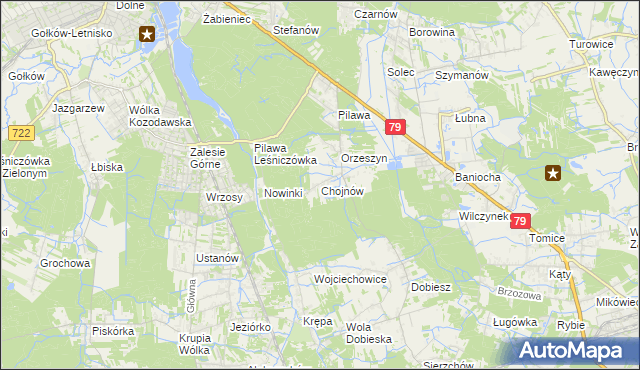 mapa Chojnów gmina Piaseczno, Chojnów gmina Piaseczno na mapie Targeo