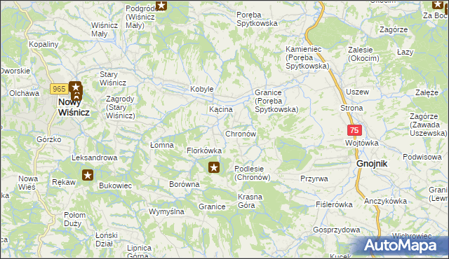 mapa Chronów gmina Nowy Wiśnicz, Chronów gmina Nowy Wiśnicz na mapie Targeo