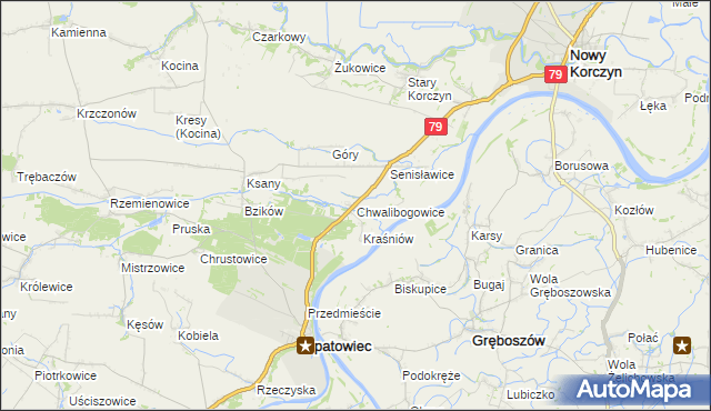 mapa Chwalibogowice, Chwalibogowice na mapie Targeo