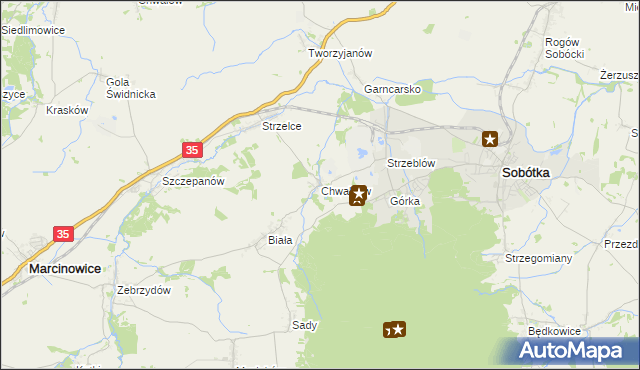 mapa Chwałków, Chwałków na mapie Targeo