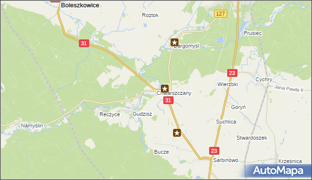 mapa Chwarszczany, Chwarszczany na mapie Targeo