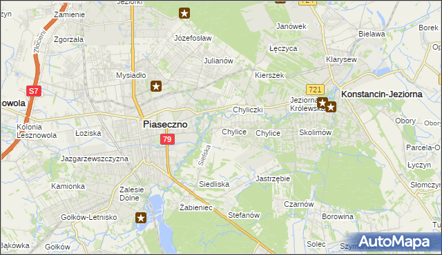 mapa Chylice gmina Piaseczno, Chylice gmina Piaseczno na mapie Targeo