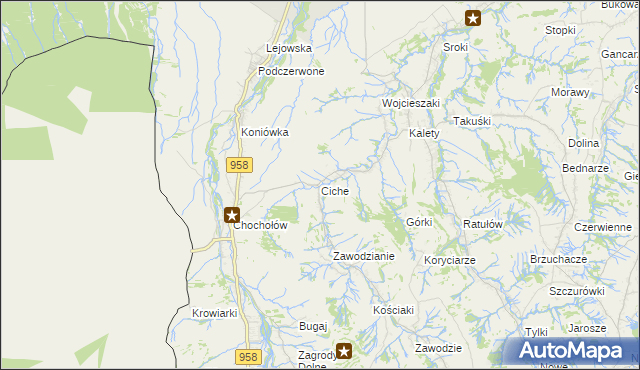 mapa Ciche gmina Czarny Dunajec, Ciche gmina Czarny Dunajec na mapie Targeo
