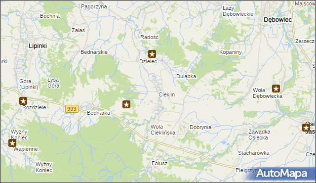 mapa Cieklin, Cieklin na mapie Targeo