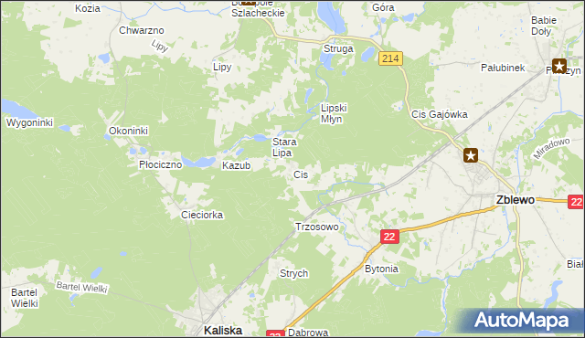 mapa Cis gmina Zblewo, Cis gmina Zblewo na mapie Targeo