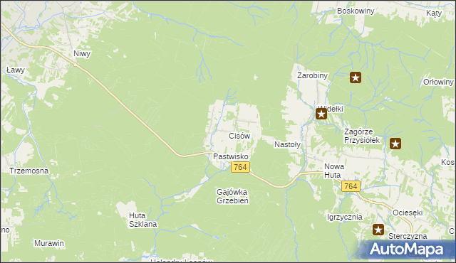 mapa Cisów gmina Daleszyce, Cisów gmina Daleszyce na mapie Targeo