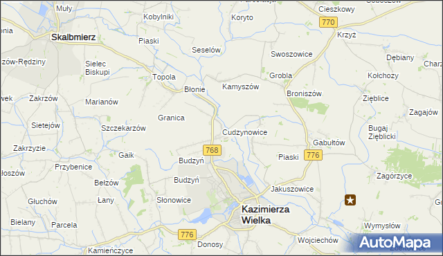 mapa Cudzynowice, Cudzynowice na mapie Targeo