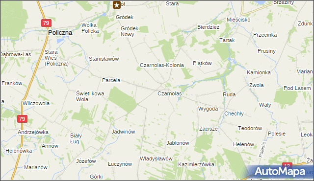 mapa Czarnolas gmina Policzna, Czarnolas gmina Policzna na mapie Targeo