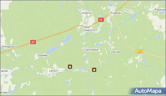 mapa Czarnolesie gmina Dobiegniew, Czarnolesie gmina Dobiegniew na mapie Targeo