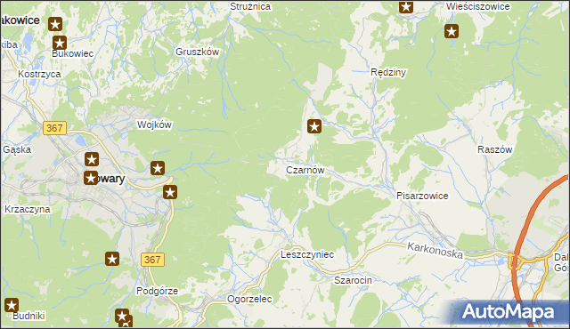 mapa Czarnów gmina Kamienna Góra, Czarnów gmina Kamienna Góra na mapie Targeo