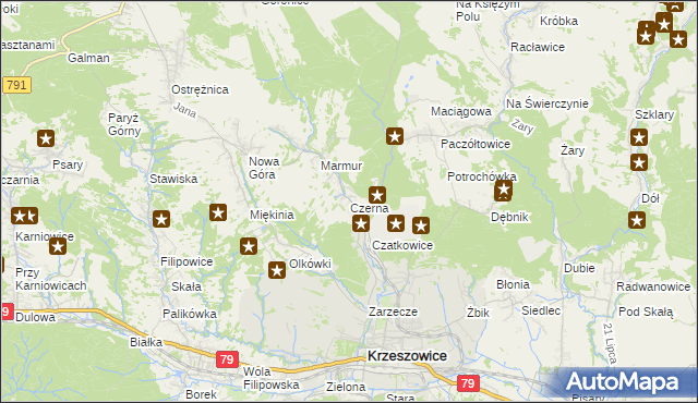 mapa Czerna gmina Krzeszowice, Czerna gmina Krzeszowice na mapie Targeo