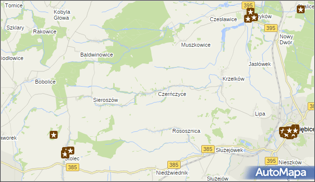 mapa Czerńczyce gmina Ziębice, Czerńczyce gmina Ziębice na mapie Targeo