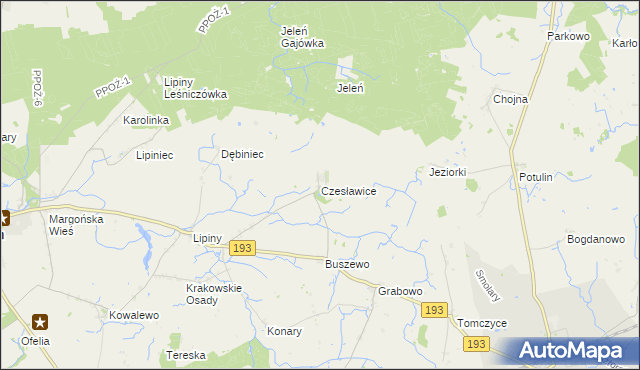 mapa Czesławice gmina Gołańcz, Czesławice gmina Gołańcz na mapie Targeo