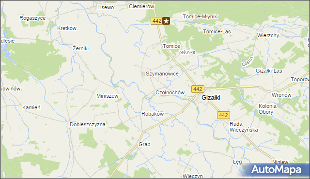 mapa Czołnochów, Czołnochów na mapie Targeo