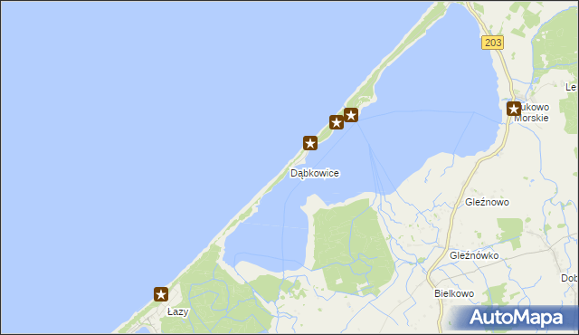 mapa Dąbkowice gmina Darłowo, Dąbkowice gmina Darłowo na mapie Targeo