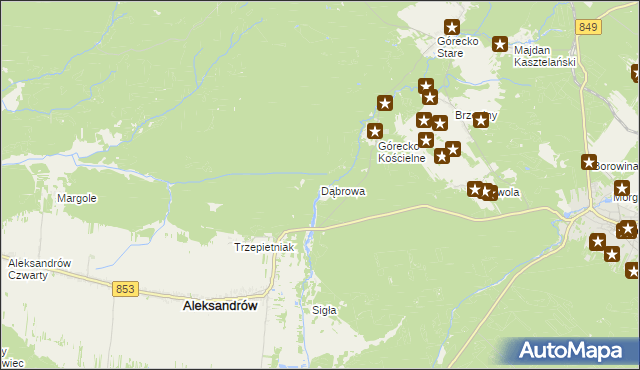 mapa Dąbrowa gmina Aleksandrów, Dąbrowa gmina Aleksandrów na mapie Targeo