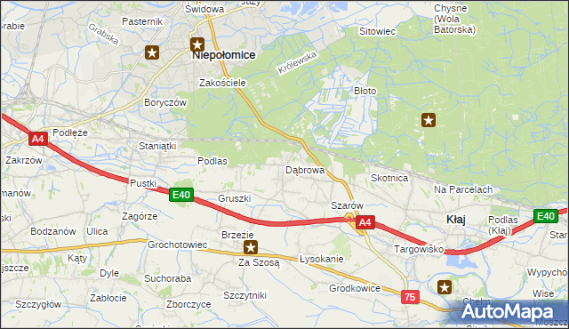 mapa Dąbrowa gmina Kłaj, Dąbrowa gmina Kłaj na mapie Targeo