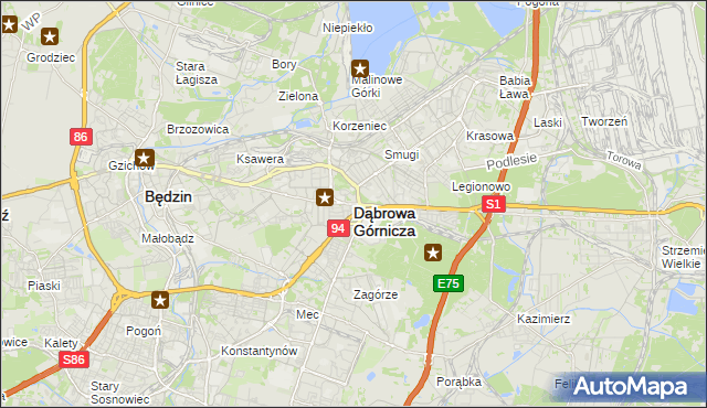 mapa Dąbrowa Górnicza, Dąbrowa Górnicza na mapie Targeo