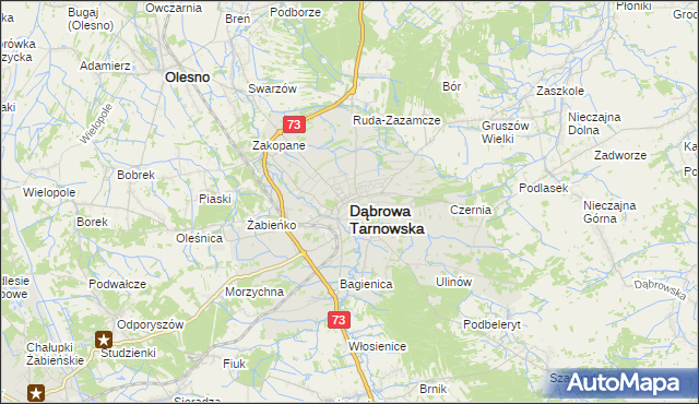 mapa Dąbrowa Tarnowska, Dąbrowa Tarnowska na mapie Targeo