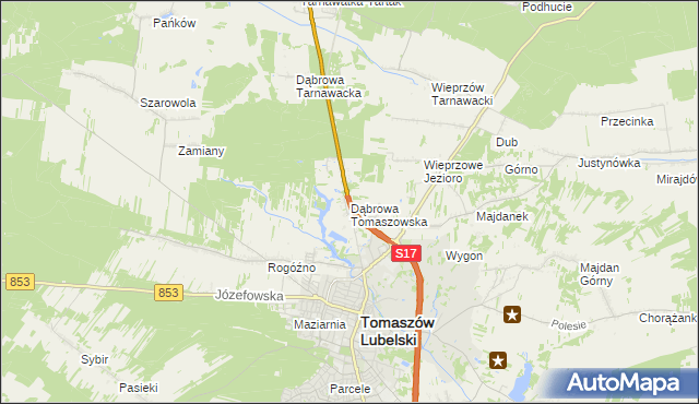 mapa Dąbrowa Tomaszowska, Dąbrowa Tomaszowska na mapie Targeo