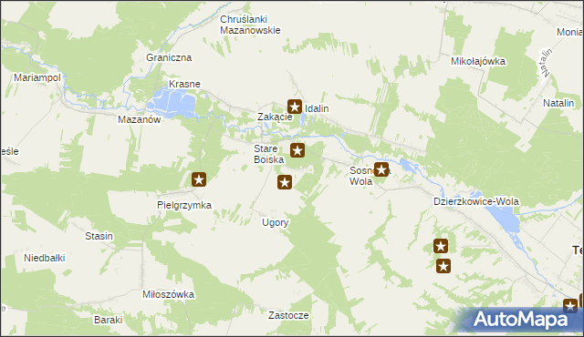 mapa Dębina gmina Dzierzkowice, Dębina gmina Dzierzkowice na mapie Targeo