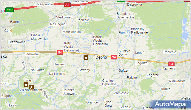 mapa Dębno powiat brzeski, Dębno powiat brzeski na mapie Targeo