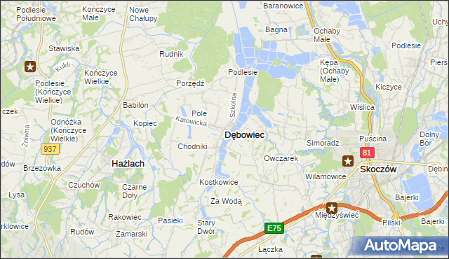 mapa Dębowiec powiat cieszyński, Dębowiec powiat cieszyński na mapie Targeo