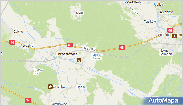 mapa Dębska Kuźnia, Dębska Kuźnia na mapie Targeo