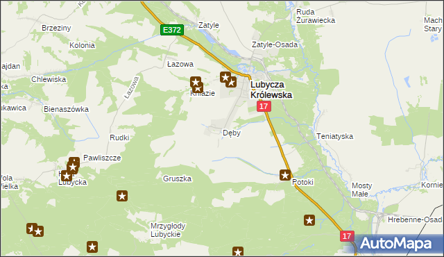 mapa Dęby gmina Lubycza Królewska, Dęby gmina Lubycza Królewska na mapie Targeo