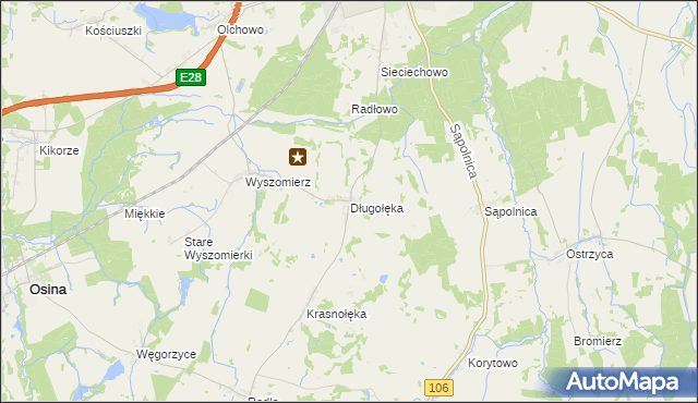 mapa Długołęka gmina Nowogard, Długołęka gmina Nowogard na mapie Targeo