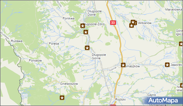 mapa Długopole Górne, Długopole Górne na mapie Targeo