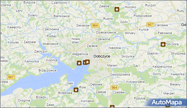 mapa Dobczyce, Dobczyce na mapie Targeo