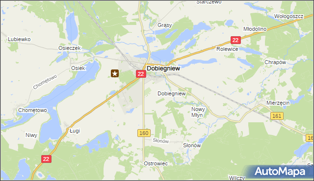 mapa Dobiegniew powiat strzelecko-drezdenecki, Dobiegniew powiat strzelecko-drezdenecki na mapie Targeo