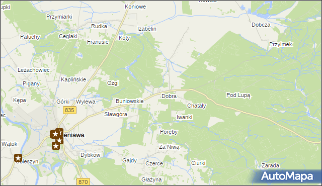 mapa Dobra gmina Sieniawa, Dobra gmina Sieniawa na mapie Targeo