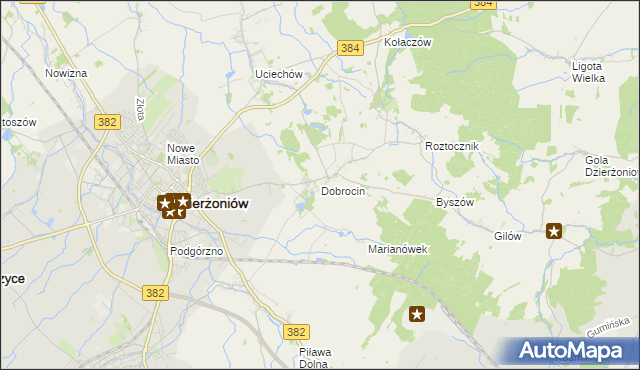 mapa Dobrocin gmina Dzierżoniów, Dobrocin gmina Dzierżoniów na mapie Targeo