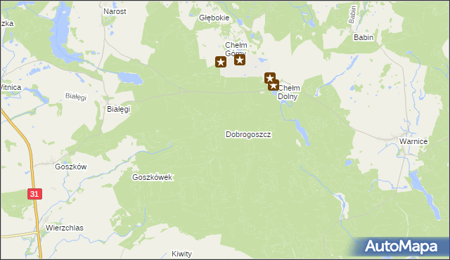 mapa Dobrogoszcz gmina Trzcińsko-Zdrój, Dobrogoszcz gmina Trzcińsko-Zdrój na mapie Targeo